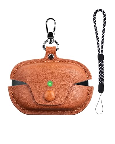 Image of Compatible with Sony WF-1000XM5 Case Cover with Keychain Hook Lanyard,Vintage Leather Case Designed for Sony Earbuds WF1000XM5 Case Cover (2023) for Women Men (Brown)