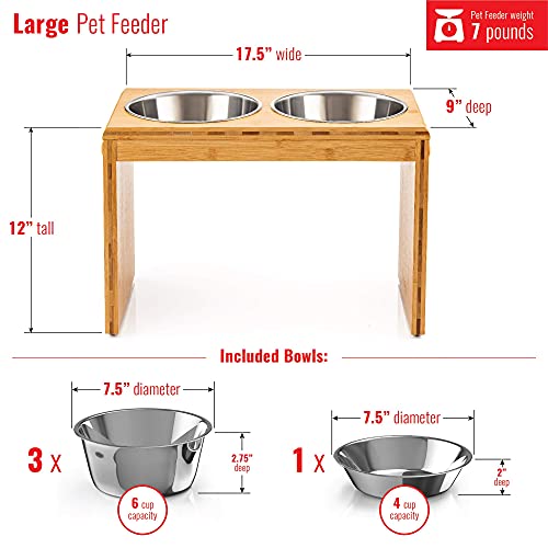 Pawfect Pets 12" Elevated Dog Pet Feeder- Large Raised Dog Bowl Stand- Includes 4 Stainless Steel Bowls (12 Inch) - Image 4