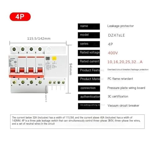 Disjoncteur 63A 220V interrupteur à air 4P triphasé protection air 32A 125A - 3
