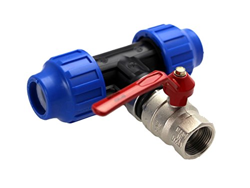 Preisvergleich Produktbild IBC Adapter T-Stück PE 32 und Kugelhahn 3 / 4"