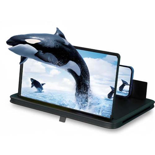Image of 2026 Upgraded Big Screen Phone Magnifier, HD Screen Expander, Foldable Phone Stand with Movie Screen Amplifier for Travel, Portable 3D Magnifying Screen (Black, 12in)