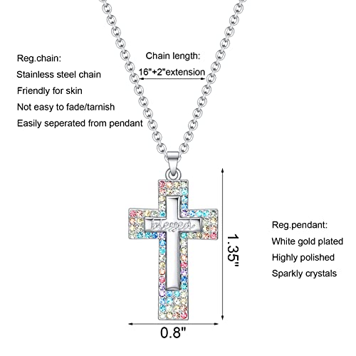 Baptism Cross Necklace for Women,First Communion Gold Cross Necklaces Jewelry Gifts for Women3