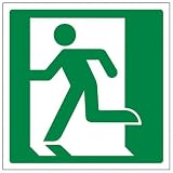 vsafety 14015 am-r Fire Exit Sign, Course à pied homme gauche Logo, en plastique rigide, Carré, 150 mm x 150 mm, vert