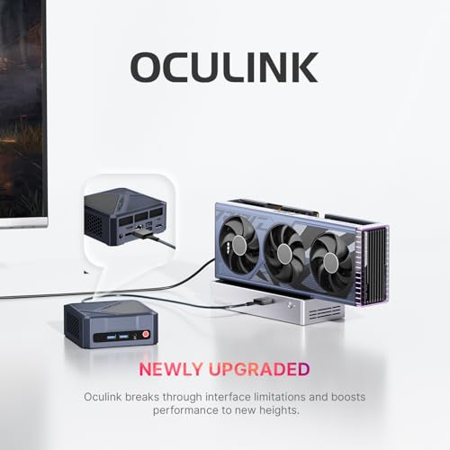 origimagic Oculink Mini PC gaming A1, Ryzen 7 7840HS (8C/16T fino a 5,1 GHz), 32 GB DDR5/1 TB PCIe 4.0 SSD, 8k@60Hz UHD / RJ45 LAN/WiFi 6E / BT5.2 / Pre-OS11 PRO, Mini Computer da Gioco/Ufficio
