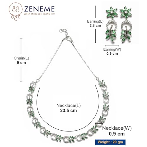 Rhodium-Plated Diamond Leaf Necklace Set