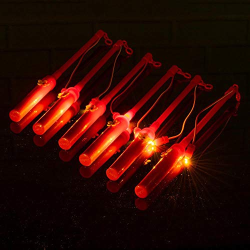 Quasimoon PaperLanternStore.com Red 12 Inch Paper Lantern Holder Walking Stick and LED Light (Battery Operated, 6 Pack)