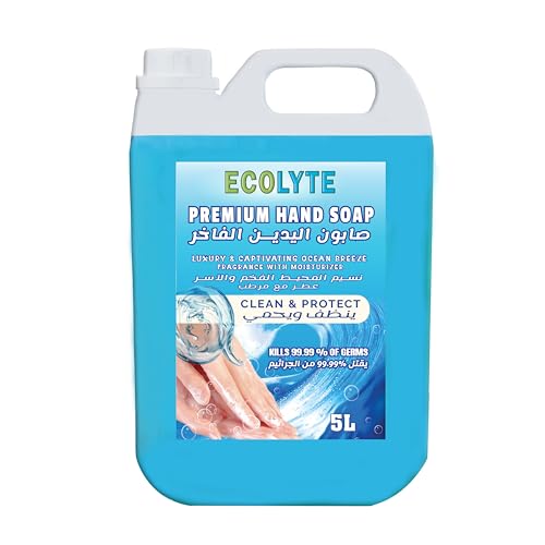 ECOLYTE+ Disinfectant Skincare Handwash Liquid Soap for Effective Germ Protection & Personal Hygiene Protects Against 100 Illness Causing Germs (Ocean Breeze 5 Liter)