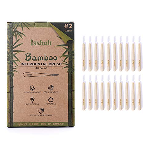 Isshah Biodegradable Bamboo Handle Interdental Brushes Between Teeth Cleaner Deep Clean Toothpick, Size 2 (0.5Mm), 40 Count #TOP10
