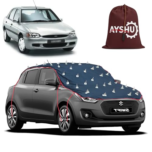 Image of AYSHU Water-Resistant Spike Car Cover for Ford Escort - Protects from Dogs, Monkeys, Dust, Sunlight & UV - Full Roof Universal Fit