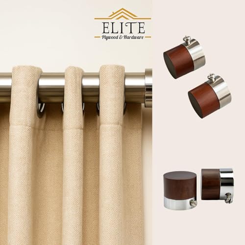 Image of Urban Elite Premium Wooden Curtain End Cap - Elegant Decorative Rod Finial for Window Drapes, Smooth Finish, Durable & Stylish, Perfect for Home & Office Decor (Round, Wooden, Medium)