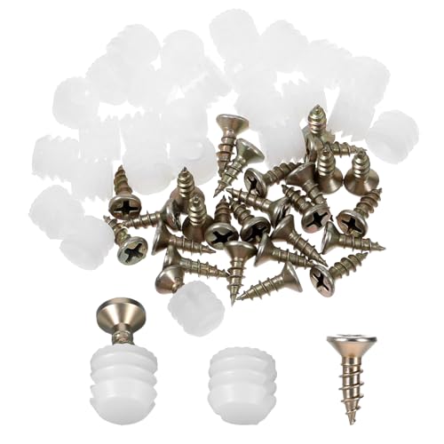 50 Pcs Plastic Dowel Inserts and Mounting Screws for Hinges Plastic Dowels Pre-Inserted Nuts Furniture Fittings for Cabinet Door Connections