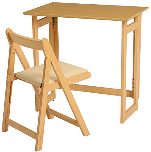 折りたたみデスク チェア 2点セット デスク 幅70cm 奥行き45cm パソコンデスク 学習デスク キッズデスク 作業台 キッチンデスク アジャスター式 厚さ8cm すき間 シンプル コンパクト おしゃれ 一人暮らし 北欧 (ナチュラル)