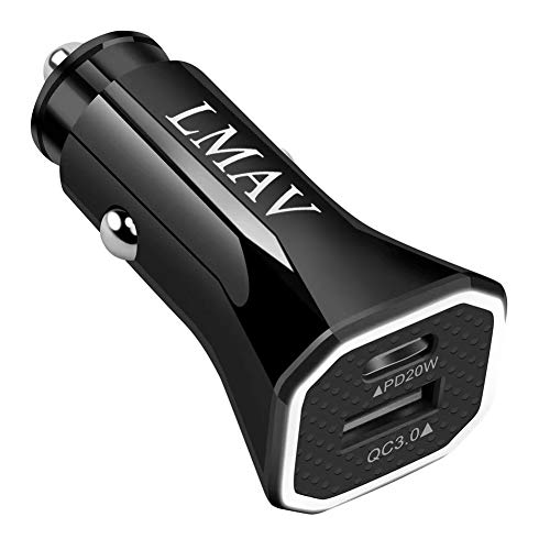 USB C Car Charger Adapter 40W 6A, PD3.0 20W & QC3.0 20W Car Phone Charger Fast Charging Compatible with iPhone 12 11, Samsung Galaxy S20 Note 20, LG, Tablets, Pixel and More.