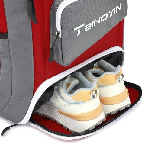 Medium Travel Backpack 30L Water-Resistant Laptop backpack with Shoe Compartment Wet Pocket Chest Straps 15.6 inch Laptop Sleeve for College Daypack Hiking Sport Gym Backpack, Red 6