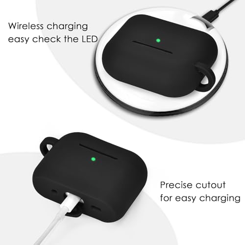 Image of Filoto for AirPods Pro 3 Case (2025), Soft Silicone Protective Case Cover Compatible with Apple AirPods Pro 3rd Generation with Beaded Bracelet Keychain Accessories for Women Black