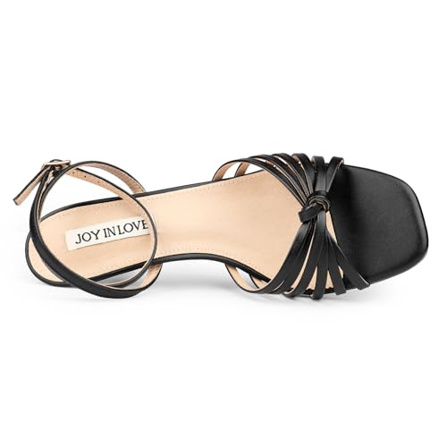 Image of JOY IN LOVE Women's Kitten Low Strappy Heels Ankle Strap Heeled Sandals