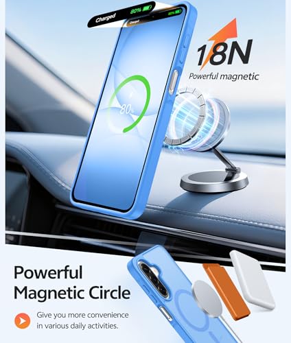 Image of FNTCASE for Galaxy A17 /A16 5G Phone Case: for Samsung A17 Cases [Compatible with Magsafe] [Screen Protector] Matte Translucent Military Grade Protection for Samsung A 17 & A 16 4G Cover - Ice Blue