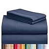 LuxClub 6 PC Sheet Set Bamboo Sheets Deep Pockets 18" Eco Friendly Wrinkle Free Sheets Hypoallergenic Anti-Bacteria Machine Washable Hotel Bedding Silky Soft - Navy King