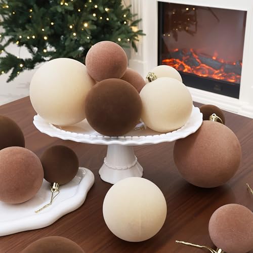 Image of 20 pcs Velvet Ornaments for Christmas Tree, 2.36 inch Flocked Christmas Balls Set Assortment for Xmas Tree Holiday Decor Multicolor
