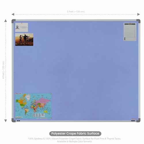 Image of Scholar Art Metis 4x5 Feet Fabric Pin Up Board for Office, Home & School | Vibrant & Versatile Crape Cloth + High Density Soft Board for Pinning Photos, Sticky Notes & Reminders (Purple)