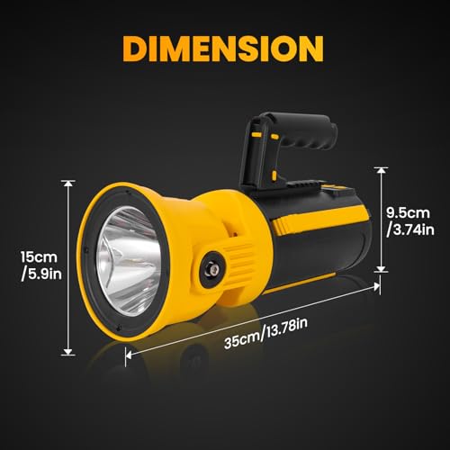Image of LETOUR Rechargeable LED Spotlight Flashlight 1450000Lumen with 90 Rotate Head Super Bright Spot Lights Outdoor Handheld, IPX6 Waterproof Flashlight for Emergencies