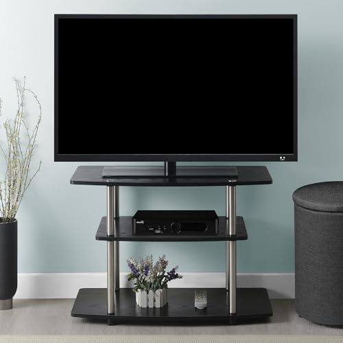 Convenience Concepts Designs2Go No Tools 3-Tier TV Stand 31.5" - Entertainment Center for TVs up to 37 Inches, Modern TV Console with Shelves for Living Room, Family Room, Black