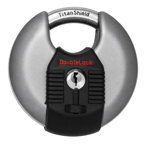 DoubleLock Crab 2.0 – Upgraded Stainless Steel Discus Padlock, Hardened Steel, Weather-Resistant, 5 Keys – Heavy-Duty Security for Trailers, Gates, Job Boxes, Marine & Outdoor Storage