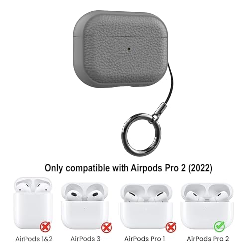 Image of YODI Case Cover for Airpods Pro|Pro 2|Airpods Pro 3|Airpods 4 Pouch, Silicone Cases with Cleaner Kit 360 Drop Protection,Shock-Resistant ((Leather-Grey), Airpods Pro /Pro 2)