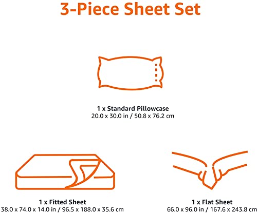 Image of Amazon Basics Lightweight Super Soft Easy Care Wrinkle Free Microfiber 3 Piece Bed Sheet Set with 14-Inch Deep Pockets, Twin, Light Gray, Solid, Kids, Men & Women Bedding (Pack of 4)
