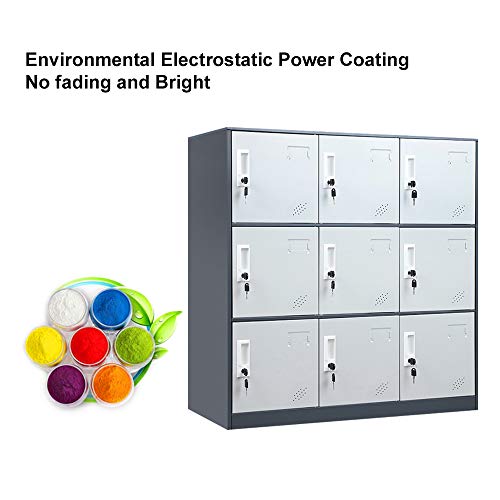 Wisuno 9 Doors Metal Storage Cabinet With Card Slot, Organizer,Shoes And Bags Steel Locker For Office, Home, Bank, School, Gym (Gray) #TOP5