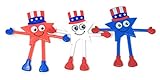 Bulk 24 Pack Bendable Posable Patriotic Star Character Assortment - A Fun Uncle Sam