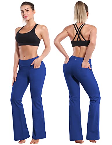 Image of BUBBLELIME 29 inch /31 inch /33 inch /35 inch /37 inch Women High Waist Bootlegs Yoga Pants Tummy Control Bootcut Workout Flared Out Pockets