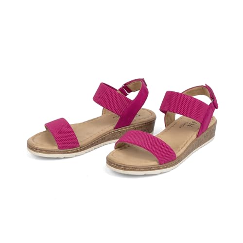 Image of VJH confort Women's Flat Sandals Open Toe Elastic Ankle Strap Slip on Comfy Low Wedge Sandals