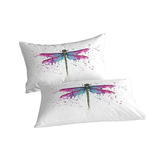 Juego de funda de edredón de libélulas animadas para habitaciones alegres King 3