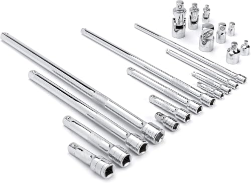 Image of GEARWRENCH 20 Piece 1 /4 inch, 3 /8 inch, 1 /2 inch Drive Extension, Universal Joint and Adapter Set - 81315A-07 (Pack of 6)