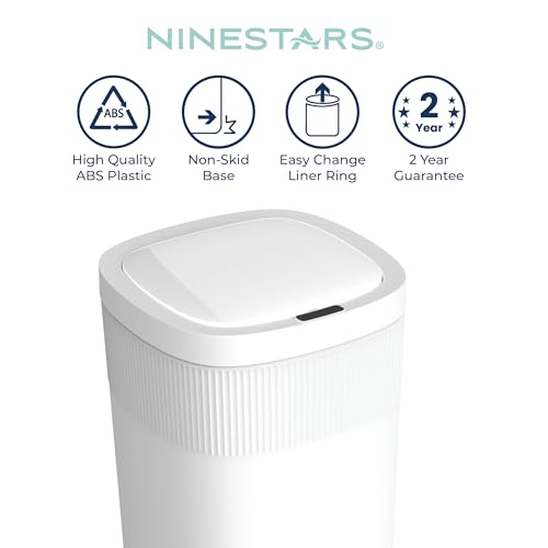 Caneca de basura rectangular con sensor de movimiento blanca miniatura 7
