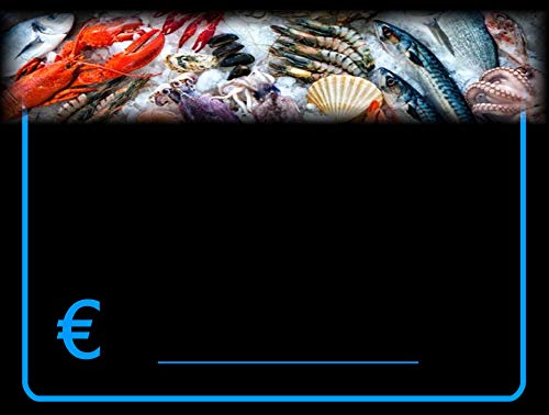 30 Portaprecios cartel porta precios etiquetas de precios plastificadon para pescaderias 8,3x11,3 cm + 30 soportes + 1 marcador no tóxico