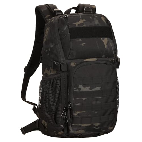 HUNTVP Militär Rucksack 25L Bundeswehr Rucksack Herren Taktischer Angelrucksack Wasserdicht Miltec MOLLE Tactical Backpack für Herren Damen Sport Radfahren Outdoor Camping, Camo