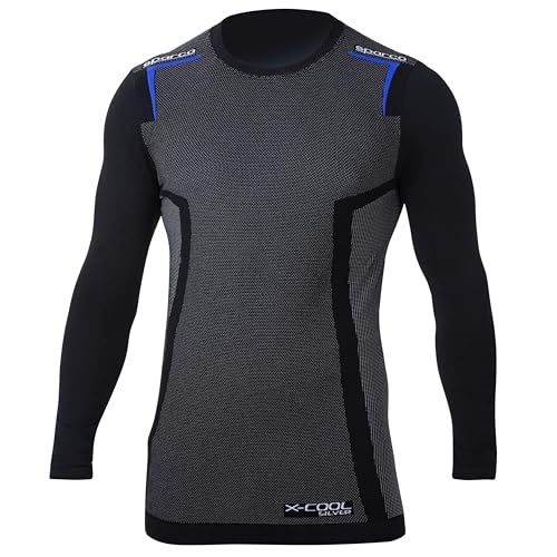 T-shirt Sparco K-Carbon bleu manches longues vêtement technique mixte taille XXS 42/50