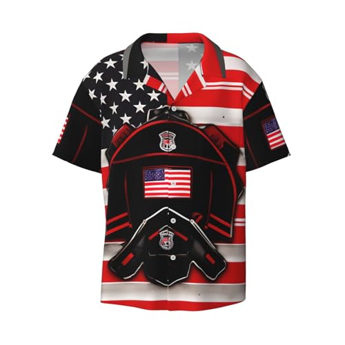 Chemise boutonnée à manches courtes Red Line motif drapeau américain pour homme