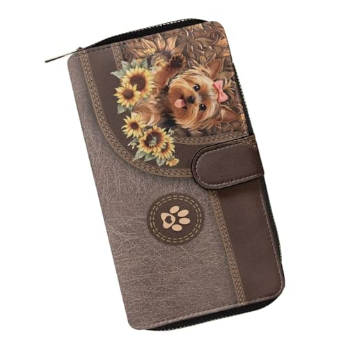 Image of COEQINE Ladies Wallets Pink Leopard Heart Black Printed Leather Phone Long Clutch Purses Check Coin Change Holder
