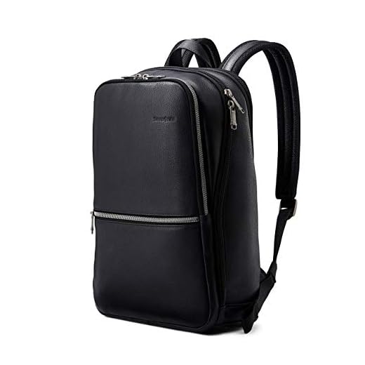 Samsonite Sac à dos unisexe pour ordinateur portable 126036, Noir, Taille unique, Sac à dos fin en cuir classique