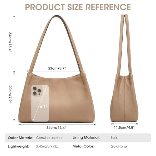 Image of Kattee Genuine Leather Purse and Handbag for Women, Soft Hobo Bag