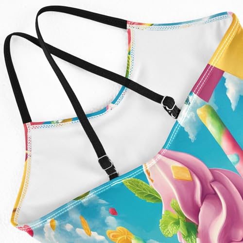 ALAZA Ice Cream Pineapple Orange Lemon Girls Swimsuit Bathing Suit Beach Swimwear One Piece 3-10T4