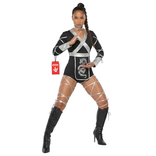 Morph Costume Ninja Dragon Argent, Tenue Ninja Femme, Accessoires Déguisement Halloween, M