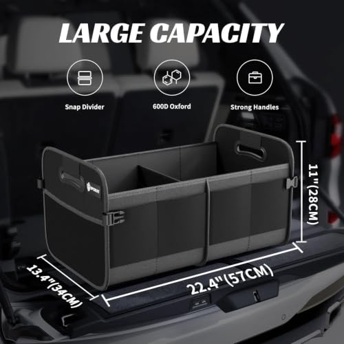 Image of Sposuit Trunk Organizer for Car - 55L Collapsible Sturdy Car Storage, Black
