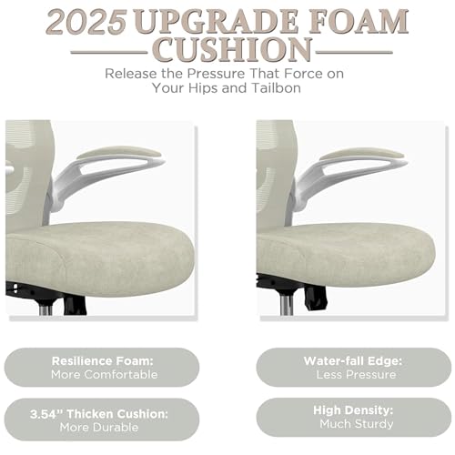 Mimoglad Office Chair, High Back Ergonomic Desk Chair with Adjustable Lumbar Support and Headrest, Swivel Task Chair with flip-up Armrests for Guitar Playing, 5 Years Warranty