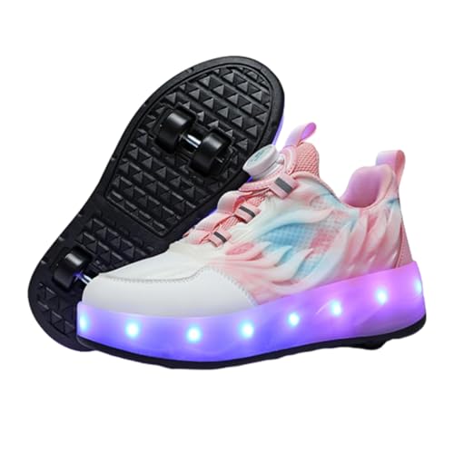 Kids Roller Skate Shoes for Boys and Girls, Outdoor Sport Shoes Sneakers with 2 Wheels Unisex Skateboarding Shoe Retractable Skating Shoes for Children's Park Walking Sports2