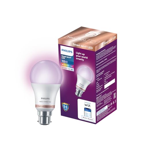PHILIPS WiZ 10W B22 Wi-Fi & Bluetooth LED Smart Bulb with Music Sync, Compatible with Amazon Alexa & Google Assistant, 16 Million Colours & Motion Sensing Technology | Pack of 1