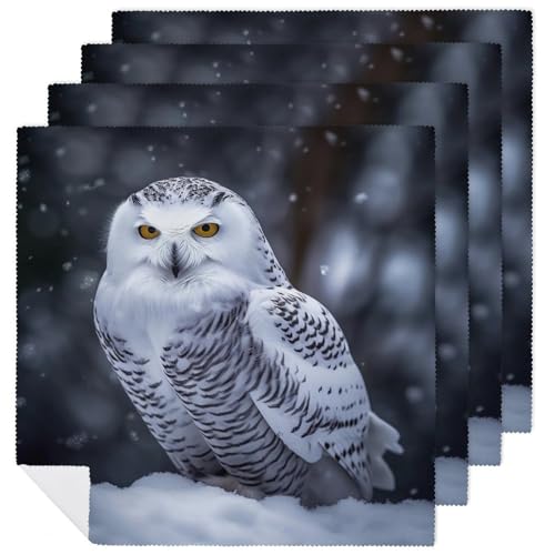 Servilletas de Tela Arctic Owl Reutilizables 4 PCS miniatura 1